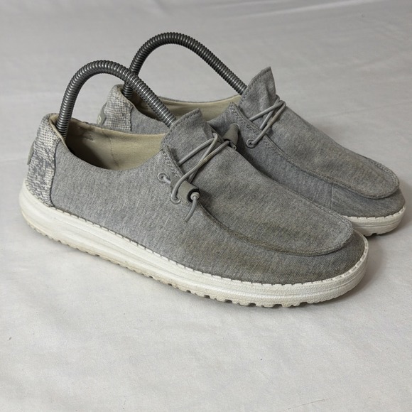 Hey Dude Shoes - Hey Dude Shoes Womens 8 Wendy Stretch Knit Casual Moc Sneakers Glacier Gray Gym